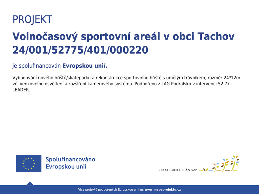 Plakát s informací o projektu a spolufinancování Evropskou unií